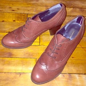 Brown Leather Heeled Tommy Hilfiger Oxfords